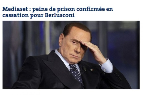 La home page del sito internet del quotidiano Le Monde dopo la lettura della sentenza Mediaset